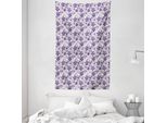 Abakuhaus Arazzo Floreale E Copriletto, Petals Curves In Morbido Tessuto Microfibra Lavabile Senza Scolorimento Stampa Digitale, 140 X 230 Cm, Viola Grigio Viola