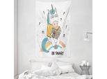 Abakuhaus Arazzo E Copriletto Geek, Unicorno Arcobaleno Fisica In Morbido Tessuto Microfibra Lavabile Senza Scolorimento Stampa Digitale, 140 X 230 Cm, Multicolore