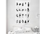 Abakuhaus Tappeto Da Parete E Copriletto, Minimalista In Morbido Tessuto Microfibra Lavabile Senza Scolorimento, Stampa Digitale, 140 X 230 Cm, Bianco E Nero
