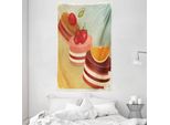 Abakuhaus Arazzo E Copriletto Dessert, Gruncy Framed Cakes In Morbido Tessuto Microfibra Lavabile Senza Scolorimento Stampa Digitale, 140 X 230 Cm, Multicolore