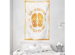 Abakuhaus Tappeto E Copriletto Flip Flops, Motivo Stained Grungy In Morbido Tessuto Microfibra Lavabile Senza Scolorimento Stampa Digitale, 140 X 230 Cm, Bianco Arancione E Giallo