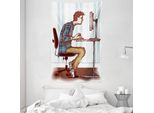 Abakuhaus Arazzo E Copriletto Geek, Programmer Workaholic Guy In Morbido Tessuto Microfibra Lavabile Senza Scolorimento Stampa Digitale, 140 X 230 Cm, Multicolore