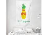 Abakuhaus Ciao Splendido Arazzo E Copriletto, Doodle Ananas In Morbido Tessuto Microfibra Lavabile Senza Scolorimento Stampa Digitale, 140 X 230 Cm, Multicolore