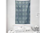 Abakuhaus Tappeto Da Parete E Copriletto Marrone E Blu, Motivi Damascati In Morbido Tessuto Microfibra Lavabile Senza Scolorimento Stampa Digitale, 140 X 230 Cm, Tortora E Blu