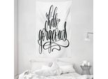 Abakuhaus Ciao Splendido Arazzo E Copriletto, Calligrafia Stampata Su Morbido Tessuto In Microfibra Lavabile Senza Scolorimento Stampa Digitale, 140 X 230 Cm, Bianco E Nero