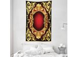 Abakuhaus Arazzo E Copriletto Giallo Damascato, Cornice Barocca In Morbido Tessuto Microfibra Lavabile Senza Scolorimento, Stampa Digitale, 140 X 230 Cm, Terra Giallo Bordeaux