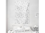 Abakuhaus Arazzo E Copriletto Libelle, Foglie Primaverili In Morbido Tessuto Microfibra Lavabile Senza Scolorimento, Stampa Digitale, 140 X 230 Cm, Grigio Chiaro Bianco