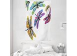 Abakuhaus Arazzo E Copriletto Libelle, Stile Anni '60 Animali In Morbido Tessuto Microfibra Lavabile Senza Scolorimento Stampa Digitale, 140 X 230 Cm, Multicolore