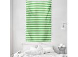 Abakuhaus Arazzo Geometrico E Copriletto, Verde Bianco A Quadretti In Morbido Tessuto Microfibra Lavabile Senza Scolorimento, Stampa Digitale, 140 X 230 Cm, Verde E Bianco
