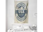 Abakuhaus America Arazzo E Copriletto, Detroit Michigan Stamp In Morbido Tessuto Microfibra Lavabile Senza Scolorimento Stampa Digitale, 140 X 230 Cm, Blu Grigio Tortora Grigio