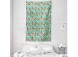Abakuhaus Arazzo E Copriletto Con Teschi Di Zucchero, Teschi Latinoamericani In Morbido Tessuto Microfibra Lavabile Senza Scolorimento, Stampa Digitale, 140 X 230 Cm, Turchese E Multicolore
