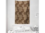 Abakuhaus Arazzo E Copriletto Marrone E Avorio, Forma Ovale Triangolare In Morbido Tessuto Microfibra Lavabile Senza Scolorimento, Stampa Digitale, 140 X 230 Cm, Marrone Scuro Marrone