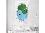 Abakuhaus Yin-Yang Arazzo E Copriletto, Fiori Di Ciliegio Dal Giappone Morbido Tessuto In Microfibra Lavabile Senza Scolorimento Stampa Digitale, 140 X 230 Cm, Multicolore