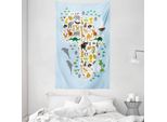 Abakuhaus Africa Arazzo E Copriletto, Iena Giraffa Ippopotamo In Morbido Tessuto Microfibra Lavabile Senza Scolorimento Stampa Digitale, 140 X 230 Cm, Multicolore