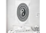 Abakuhaus Arazzo E Copriletto Bianco E Nero, Yin-Yang In Morbido Tessuto Microfibra Lavabile Senza Scolorimento Stampa Digitale, 140 X 230 Cm, Bianco E Nero