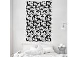 Abakuhaus Arazzo E Copriletto Jasmin, Fioritura Fresca In Morbido Tessuto Microfibra Lavabile Senza Scolorimento Stampa Digitale, 140 X 230 Cm, Grigio Antracite E Bianco