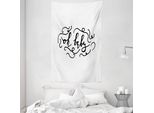Abakuhaus Oh Baby Arazzo E Copriletto, Calligrafia Curlicues In Morbido Tessuto Microfibra Lavabile Senza Scolorimento Stampa Digitale, 140 X 230 Cm, Bianco E Nero