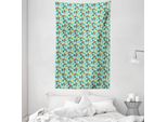 Abakuhaus Arazzo E Copriletto Fragola, Motivo Frutta Doodle In Morbido Tessuto Microfibra Lavabile Senza Scolorimento Stampa Digitale, 140 X 230 Cm, Multicolore