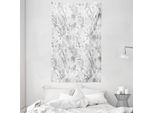 Abakuhaus Arazzo E Copriletto Con Motivo Floreale, Bouquet Monocromatico In Morbido Tessuto Microfibra Lavabile Senza Scolorimento, Stampa Digitale, 140 X 230 Cm, Grigio Chiaro E Bianco
