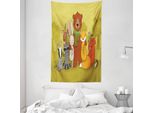 Abakuhaus Arazzo E Copriletto Wald, Amici Animali Selvatici In Morbido Tessuto Microfibra Lavabile Senza Scolorimento Stampa Digitale, 140 X 230 Cm, Multicolore