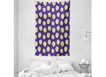 Abakuhaus Arazzo E Copriletto, Luna Crescente Nel Cielo Stelle In Morbido Tessuto Microfibra Lavabile Senza Scolorimento Stampa Digitale, 140 X 230 Cm, Giallo Chiaro Viola