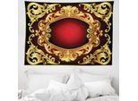 Abakuhaus Arazzo Giallo Damascato, Cornice Barocca In Morbido Tessuto Microfibra Lavabile Senza Scolorimento, Stampa Digitale, 150 X 110 Cm, Terra Giallo Bordeaux