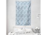 Abakuhaus Arazzo E Copriletto Blu E Bianco, Farfalle Doodle In Morbido Tessuto Microfibra Lavabile Senza Scolorimento, Stampa Digitale, 140 X 230 Cm, Blu E Bianco