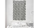 Abakuhaus Arazzo E Copriletto, Motivo Fogliame Monocromatico In Morbido Tessuto Microfibra Lavabile Senza Scolorimento, Stampa Digitale, 140 X 230 Cm, Nero Bianco Sporco