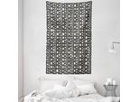 Abakuhaus Arazzo Geometrico E Copriletto, Oval Rings Mosaic Vintage In Morbido Tessuto Microfibra Lavabile Senza Scolorimento Stampa Digitale, 140 X 230 Cm, Grigio Crema