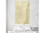 Abakuhaus Arazzo Floreale E Copriletto, Foglie Con Fiori In Morbido Tessuto Microfibra Lavabile Senza Scolorimento Stampa Digitale, 140 X 230 Cm, Verde Reseda Marrone Crema