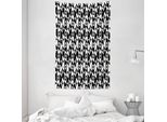 Abakuhaus Arazzo E Copriletto Minimalista, Cerchi In Stile Yin Yang In Morbido Tessuto Microfibra Lavabile Senza Scolorimento Stampa Digitale, 140 X 230 Cm, Bianco E Nero
