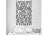 Abakuhaus Arazzo E Copriletto Rose, Floreale Monocromatico Romantico In Morbido Tessuto Microfibra Lavabile Senza Scolorimento, Stampa Digitale, 140 X 230 Cm, Bianco E Nero