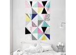 Abakuhaus Arazzo E Copriletto Anni '80, Memphis Geometric Funky In Morbido Tessuto Microfibra Lavabile Senza Scolorimento Stampa Digitale, 140 X 230 Cm, Multicolore