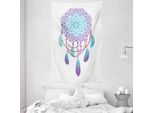 Abakuhaus Arazzo E Copriletto Blu Con Mandala, Acchiappasogni In Morbido Tessuto Microfibra Lavabile Senza Scolorimento Stampa Digitale, 140 X 230 Cm, Viola, Acquamarina E Giallo