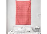 Abakuhaus Arazzo Geometrico E Copriletto, Ucraina Motivo Tradizionale In Morbido Tessuto Microfibra Lavabile Senza Scolorimento Stampa Digitale, 140 X 230 Cm, Corallo E Bianco