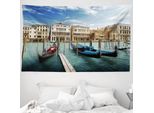 Abakuhaus Italia Arazzo, Gondole Laguna Di Venezia In Morbido Tessuto Microfibra Lavabile Senza Scolorimento Stampa Digitale, 230 X 140 Cm, Verde Blu Bianco