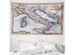 Abakuhaus Arazzo Colorato, Mappa Dell'italia Antica In Morbido Tessuto Microfibra Lavabile Senza Scolorimento Stampa Digitale, 230 X 140 Cm, Multicolore