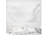 Abakuhaus Arazzo Grigio, Motivo Damascato Monocromatico In Morbido Tessuto Microfibra Lavabile Senza Scolorimento Stampa Digitale, 230 X 140 Cm, Bianco Grigio
