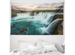 Abakuhaus Arazzo Colorato, Cascata Naturale Selvaggia In Morbido Tessuto Microfibra Lavabile Senza Scolorimento, Stampa Digitale, 230 X 140 Cm, Multicolore