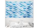 Abakuhaus Arazzo Marocchino, Motivo A Mosaico In Morbido Tessuto Microfibra Lavabile Senza Scolorimento Stampa Digitale, 230 X 140 Cm, Azzurro