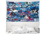 Abakuhaus Arazzo Colorato, Graffiti Street Art In Morbido Tessuto Microfibra Lavabile Senza Scolorimento, Stampa Digitale, 230 X 140 Cm, Multicolore
