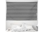 Abakuhaus Arazzo Angolare, Zigzag Bianco E Nero In Morbido Tessuto Microfibra Lavabile Senza Scolorimento Stampa Digitale, 230 X 140 Cm, Bianco Nero