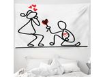 Abakuhaus Arazzo Abbozzato, Proposta Di Matrimonio In Morbido Tessuto Microfibra Lavabile Senza Scolorimento, Stampa Digitale, 230 X 140 Cm, Bianco, Nero E Rosso