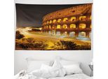 Abakuhaus Italia Arazzo, Colosseo Di Notte Roma In Morbido Tessuto Microfibra Lavabile Senza Scolorimento Stampa Digitale, 230 X 140 Cm, Ambra, Calendula, Nero