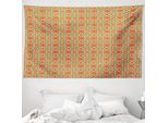 Abakuhaus Arazzo Marocchino, Piastrella Orientale Vintage In Morbido Tessuto Microfibra Lavabile Senza Scolorimento Stampa Digitale, 230 X 140 Cm, Arancione Marrone Scuro Smeraldo