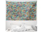 Abakuhaus Arazzo Marocchino, Motivi Orientali In Morbido Tessuto Microfibra Lavabile Senza Scolorimento Stampa Digitale, 230 X 140 Cm, Multicolore