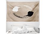 Abakuhaus Yin E Yang Arazzo, Ritratti Umani In Morbido Tessuto Microfibra Lavabile Senza Scolorimento Stampa Digitale, 230 X 140 Cm, Bianco E Nero E Marrone Chiaro