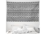 Abakuhaus Arazzo Azteco, Rombi Monocromatici In Morbido Tessuto Microfibra Lavabile Senza Scolorimento Stampa Digitale, 230 X 140 Cm, Bianco E Nero