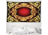 Abakuhaus Arazzo Giallo Damascato, Cornice Barocca In Morbido Tessuto Microfibra Lavabile Senza Scolorimento, Stampa Digitale, 230 X 140 Cm, Terra Giallo Bordeaux