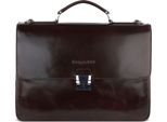Bugatti Pelle Cartella Laptop Bag Con Scomparto Per Laptop Romano Briefcase Brown Marrone Scuro